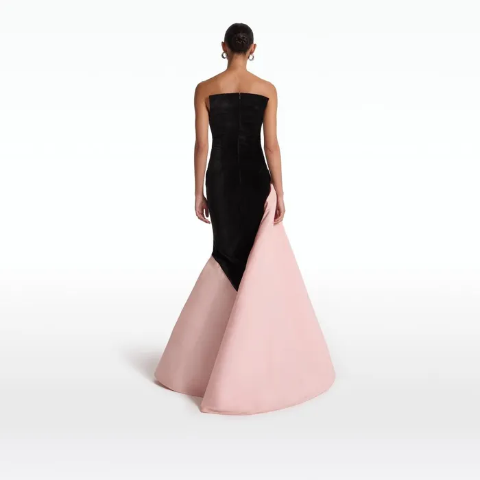 Safiyaa Pia Black and Peony Blush Long Dress Women Dresses