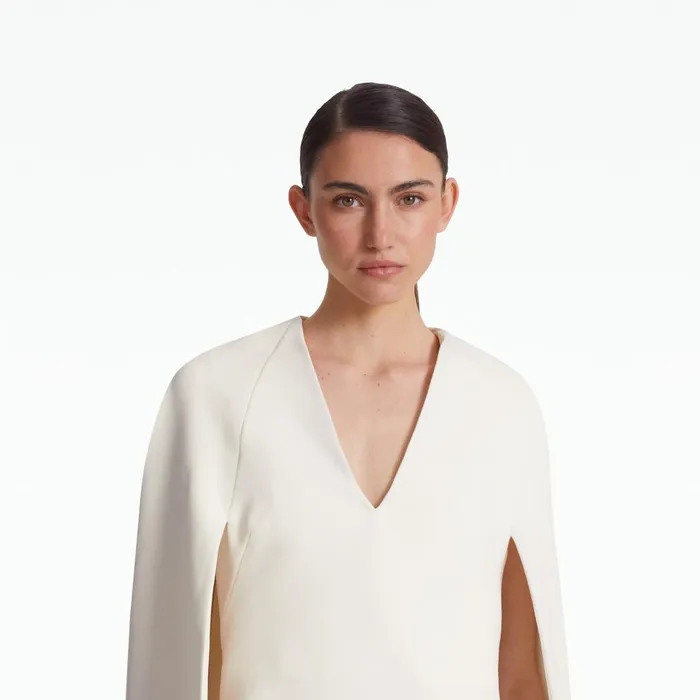 Safiyaa Rowenal Ivory FeatherTrimmed Short Dress Women Dresses