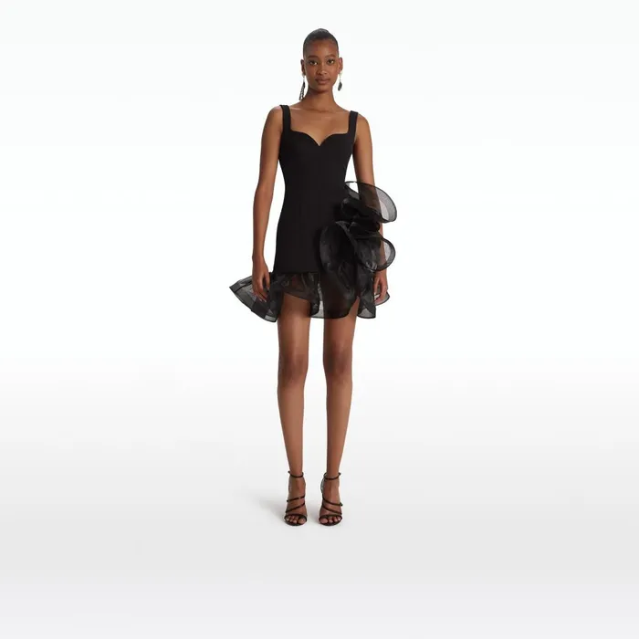 Safiyaa Tenaya Black Short Dress Women Dresses