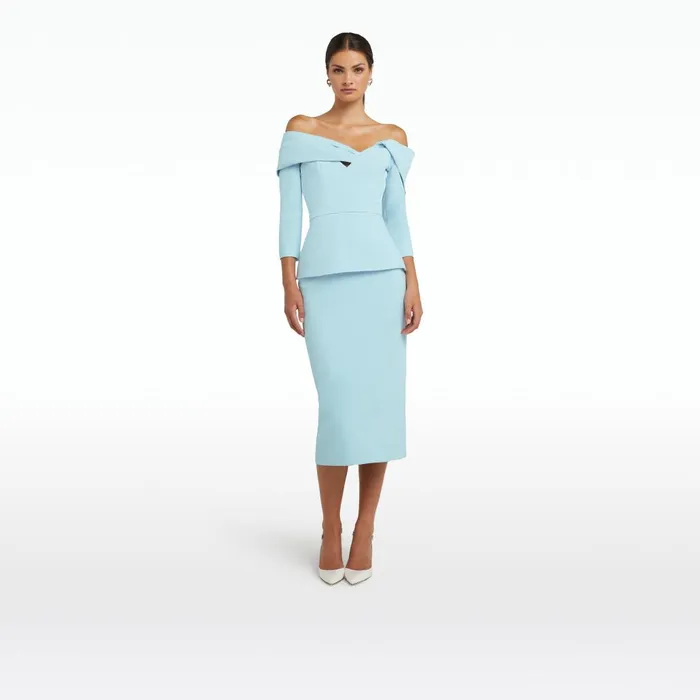 Safiyaa Tinsley Baby Blue Midi Dress Women Dresses