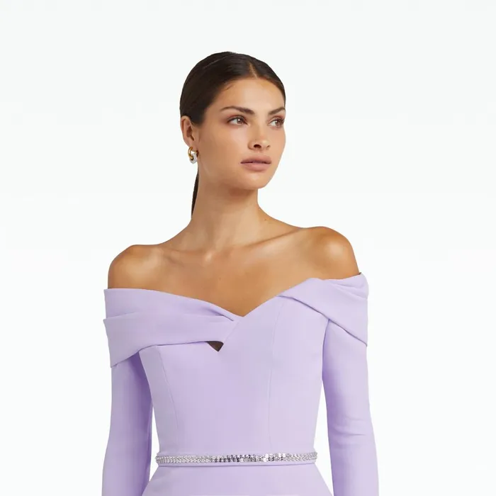 Safiyaa Tinsley Verbena Midi Dress With Embroidered Belt Women Dresses
