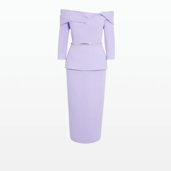 Safiyaa Tinsley Verbena Midi Dress With Embroidered Belt Women Dresses