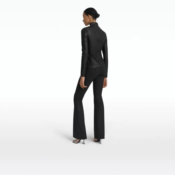 Safiyaa Trace Black Vegan Leather Top Women Tops