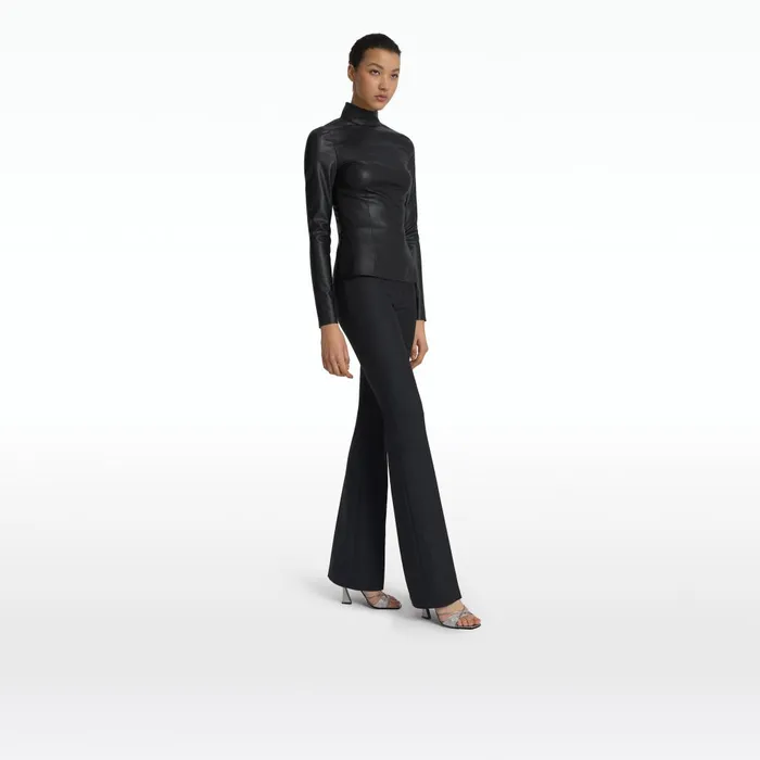 Safiyaa Trace Black Vegan Leather Top Women Tops