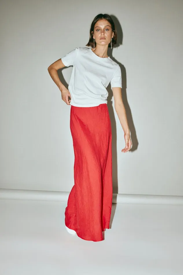 Sets Women VRG GRL Ena Linen Bias Cut Maxi Skirt Chilli Sets Women VRG GRL Ena Linen Bias Cut Maxi Skirt Chilli