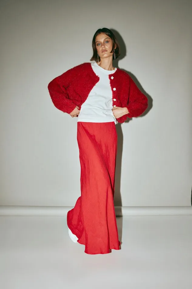 Sets Women VRG GRL Ena Linen Bias Cut Maxi Skirt Chilli Sets Women VRG GRL Ena Linen Bias Cut Maxi Skirt Chilli