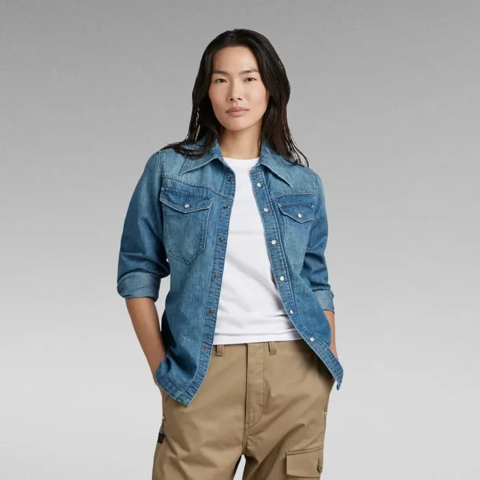 Shirts and Blouses Women GStar RAW Premium 70039S Slim Denim Shirt Faded Cadet Blue Shirts and Blouses Women GStar RAW Premium 70039S Slim Denim Shirt Faded Cadet Blue