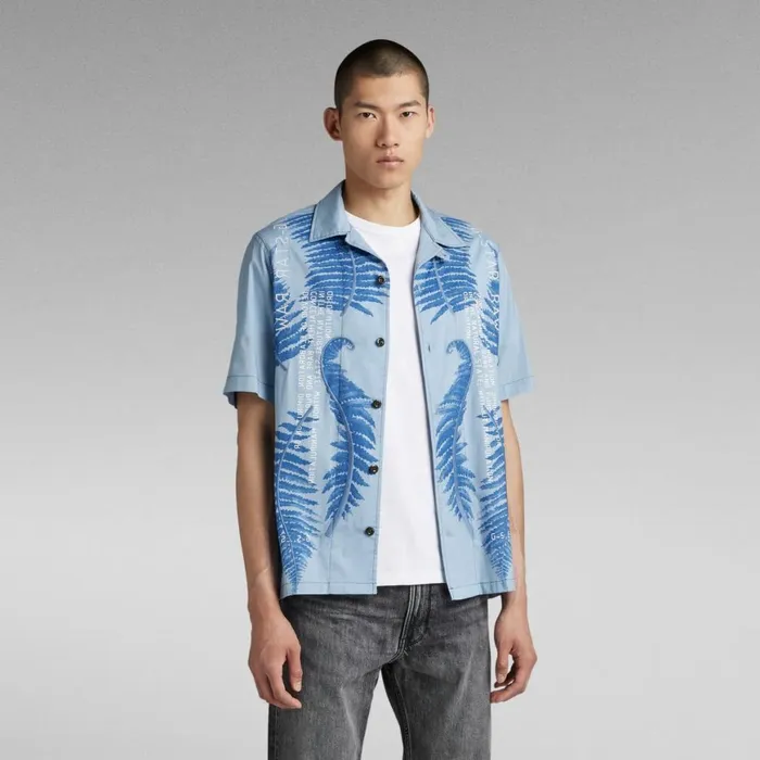 Shirts Men GStar RAW Hawaii Commando TShirt Ash Blue