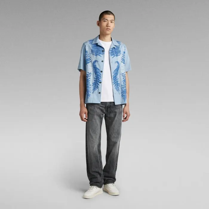 Shirts Men GStar RAW Hawaii Commando TShirt Ash Blue