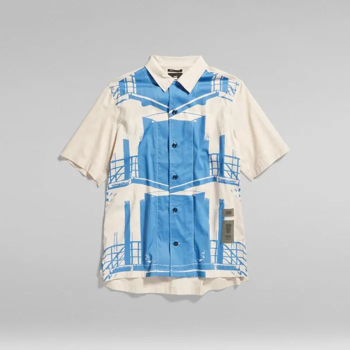 Shirts Men GStar RAW Hawaii Commando TShirt Whitebait