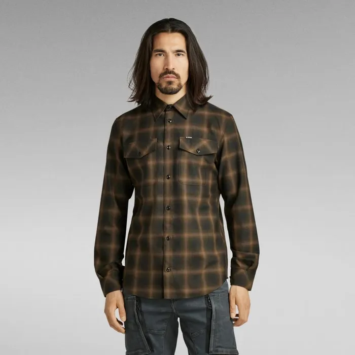 Shirts Men GStar RAW Marine Slim Shirt Rain Drum Big Shadow Check
