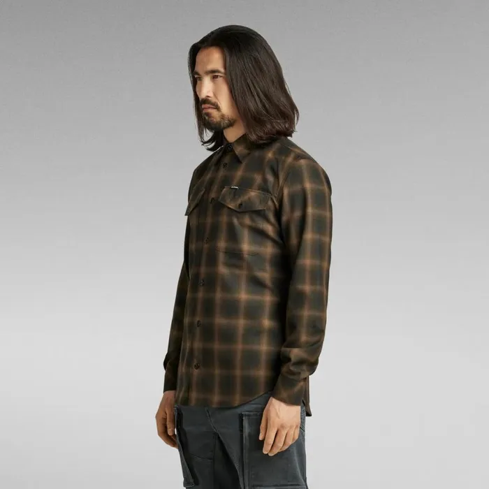 Shirts Men GStar RAW Marine Slim Shirt Rain Drum Big Shadow Check