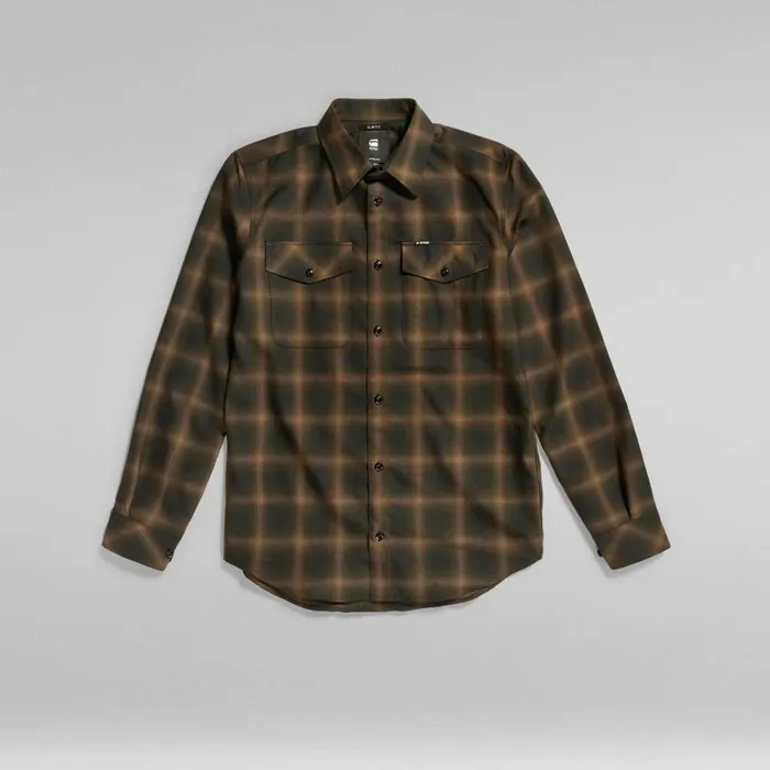 Shirts Men GStar RAW Marine Slim Shirt Rain Drum Big Shadow Check