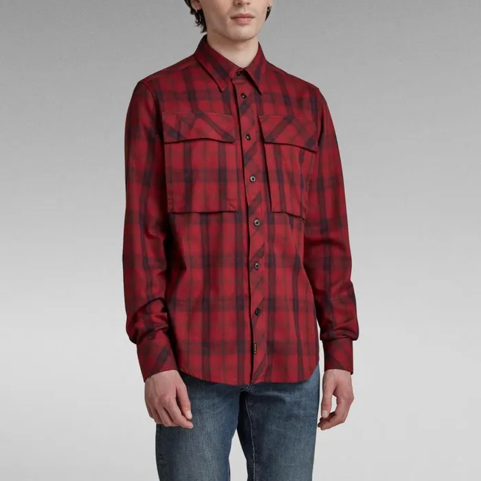 Shirts Men GStar RAW Navy Seal Regular Shirt Chateaux Red Carter Check