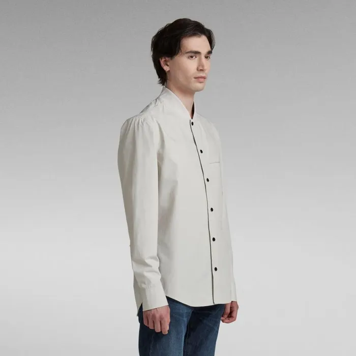 Shirts Men GStar RAW Rib Collar Regular Shirt Cool Grey
