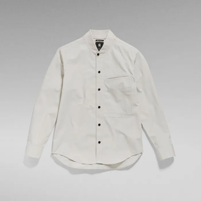Shirts Men GStar RAW Rib Collar Regular Shirt Cool Grey