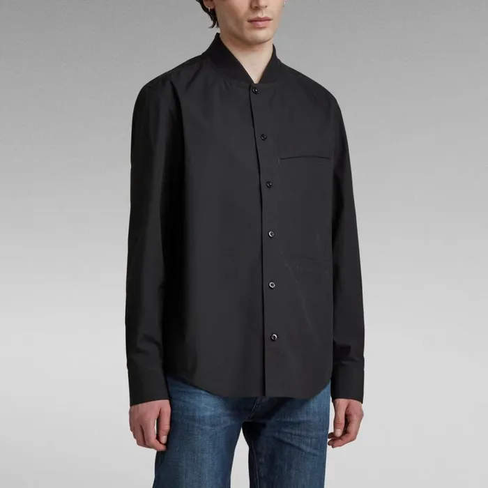 Shirts Men GStar RAW Rib Collar Regular Shirt Dark Black