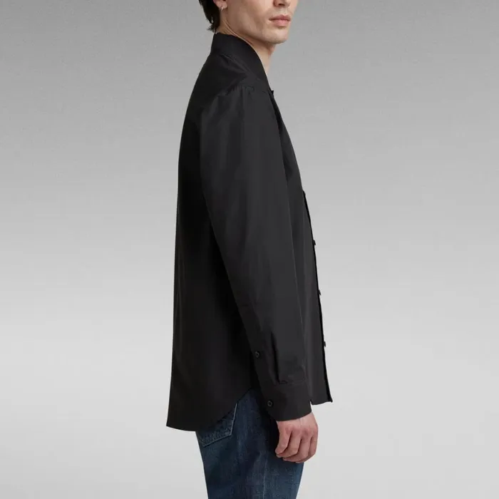 Shirts Men GStar RAW Rib Collar Regular Shirt Dark Black