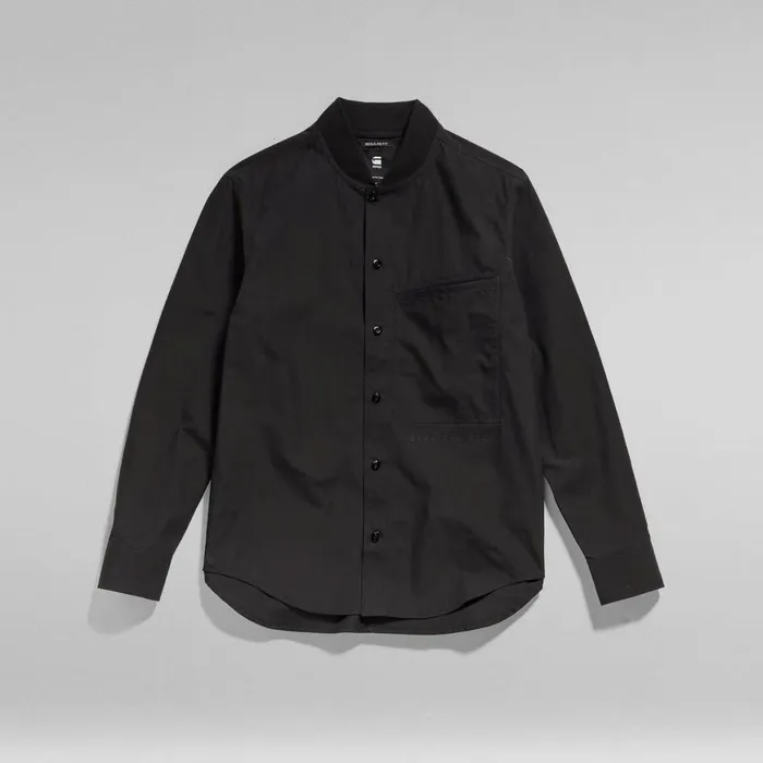 Shirts Men GStar RAW Rib Collar Regular Shirt Dark Black