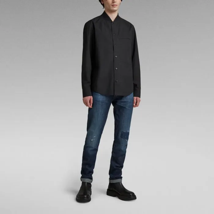 Shirts Men GStar RAW Rib Collar Regular Shirt Dark Black