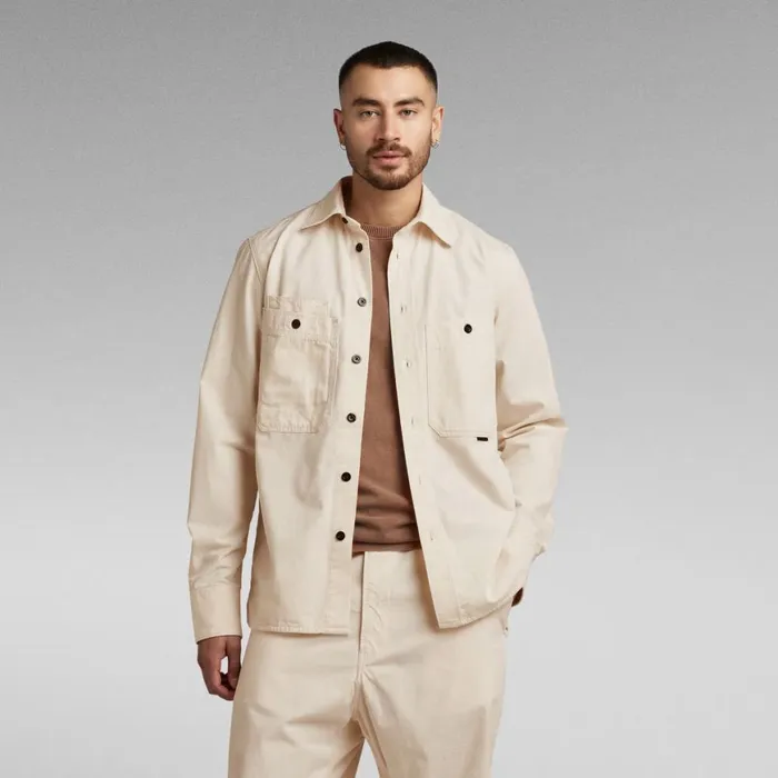 Shirts Men GStar RAW Unisex Premium Nimes Regular Shirt Ecru