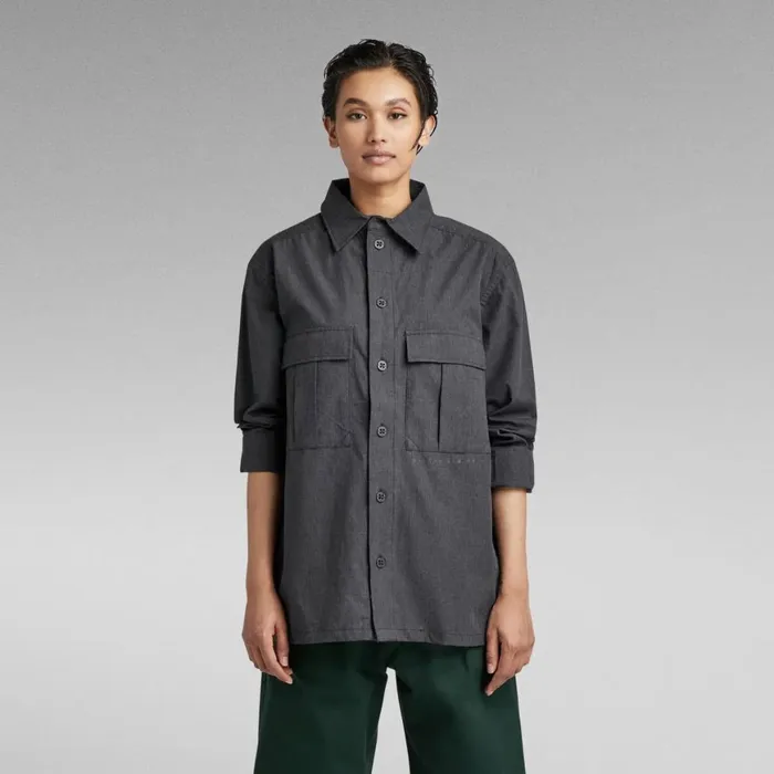 Shirts Men GStar RAW Unisex Utility Relaxed Shirt Dark Black Heather