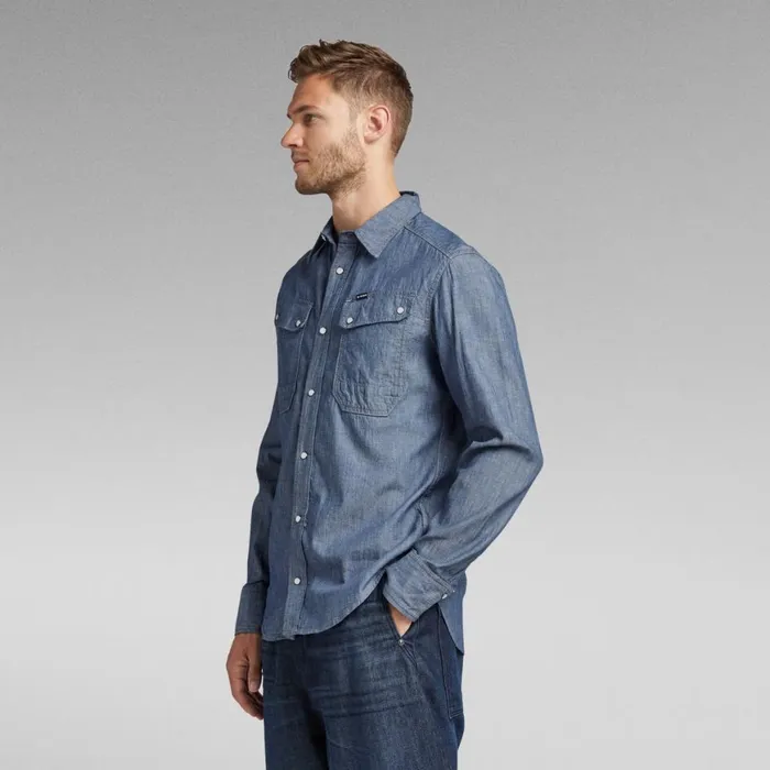 Shirts Men GStar RAW Unisex Vintage Slim Shirt Rinsed