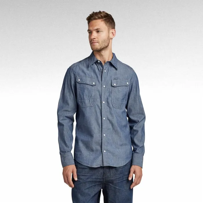 Shirts Men GStar RAW Unisex Vintage Slim Shirt Rinsed