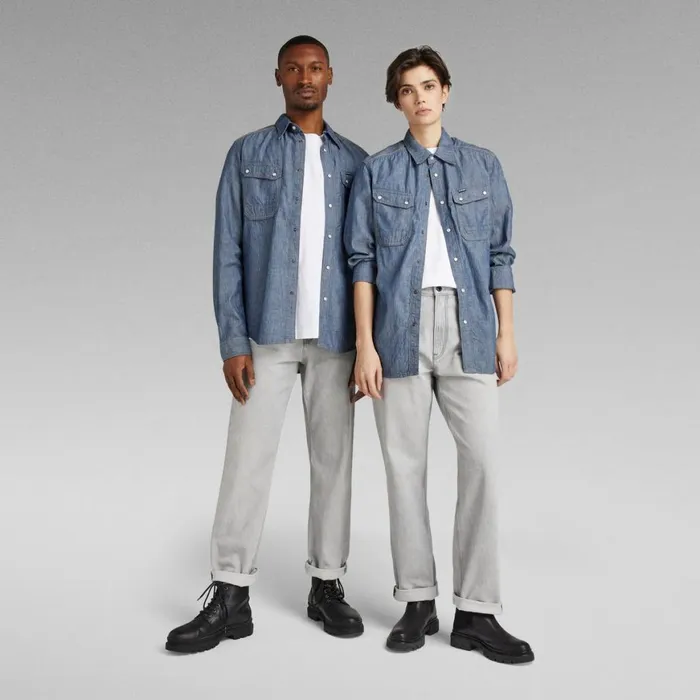 Shirts Men GStar RAW Unisex Vintage Slim Shirt Rinsed