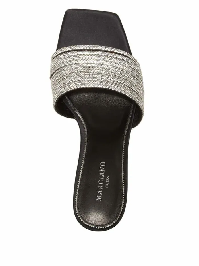 Shoes Women Marciano Leah Crystal Heeled Mules Black Shoes Women Marciano Leah Crystal Heeled Mules Black