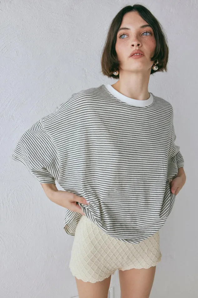 Short Sleeve Women VRG GRL Willow Tee Stripe Short Sleeve Women VRG GRL Willow Tee Stripe