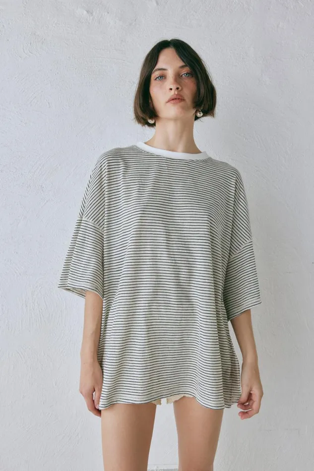 Short Sleeve Women VRG GRL Willow Tee Stripe Short Sleeve Women VRG GRL Willow Tee Stripe