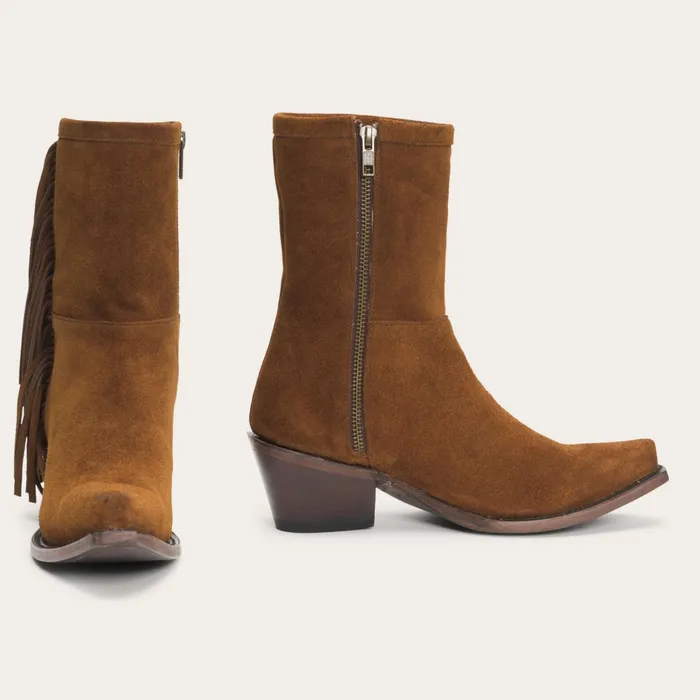 Shorties Women Stetson Halle Suede Fringe Side Zip Boot Brown
