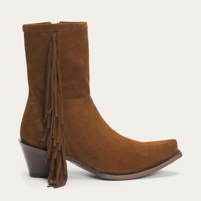 Shorties Women Stetson Halle Suede Fringe Side Zip Boot Brown