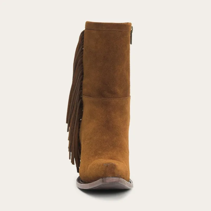 Shorties Women Stetson Halle Suede Fringe Side Zip Boot Brown