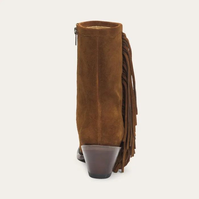 Shorties Women Stetson Halle Suede Fringe Side Zip Boot Brown