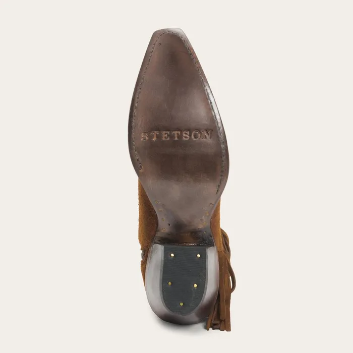 Shorties Women Stetson Halle Suede Fringe Side Zip Boot Brown