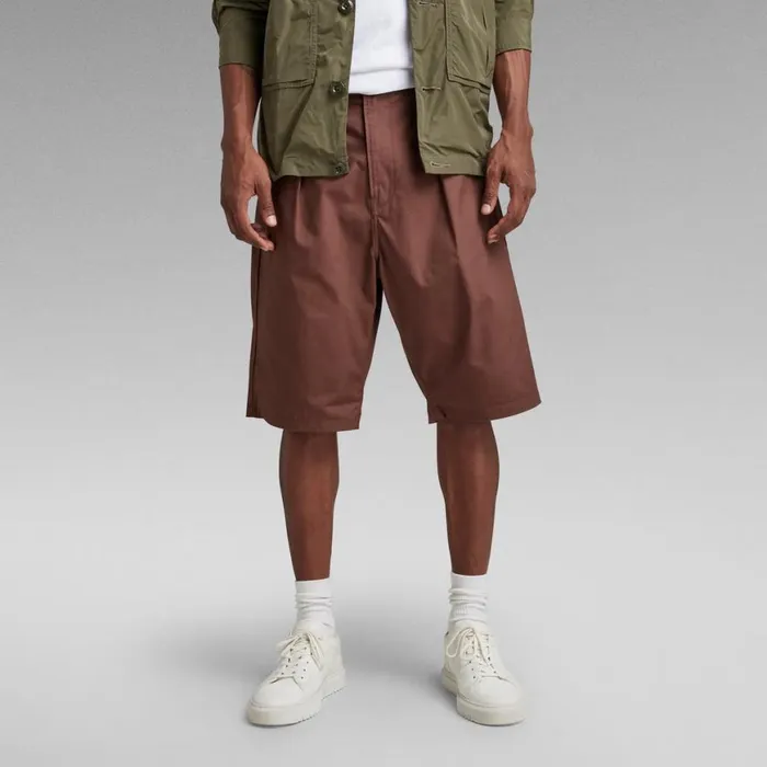 Shorts Men GStar RAW Pleated Chino Shorts Brown Stone