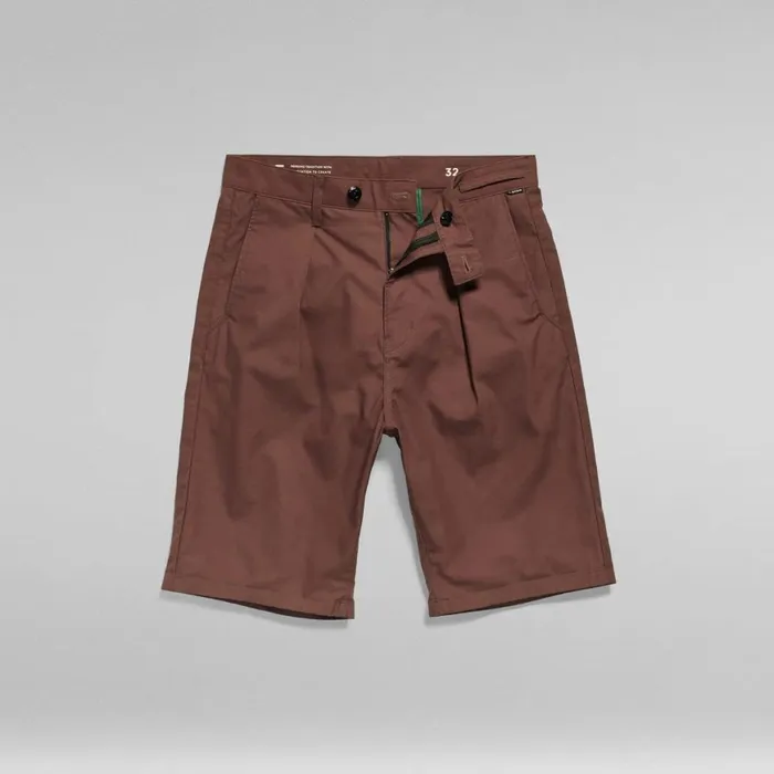Shorts Men GStar RAW Pleated Chino Shorts Brown Stone