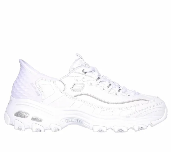 Skechers Skechers Slipins D039Lites8211 New Scene White Silver Women Athletic Sneakers Skechers Skechers Slipins D039Lites8211 New Scene White Silver Women Athletic Sneakers