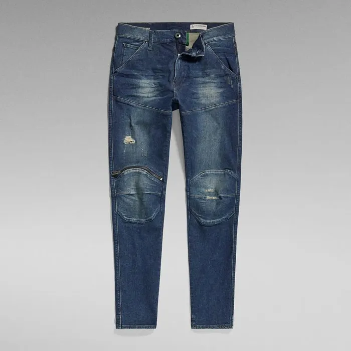 Skinny Men GStar RAW 5620 3D Zip Knee Skinny Jeans Antique Forest Blue Restored