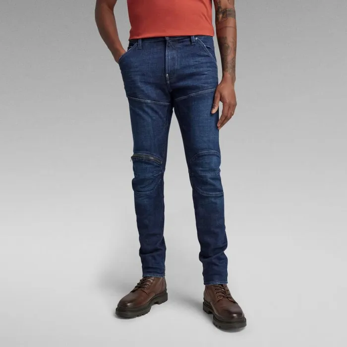 Skinny Men GStar RAW 5620 3D Zip Knee Skinny Jeans Worn In Ultramarine