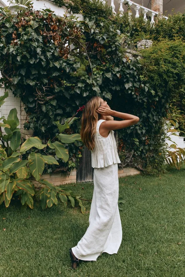 Skirts Women VRG GRL Ena Linen Bias Cut Maxi Skirt White Skirts Women VRG GRL Ena Linen Bias Cut Maxi Skirt White