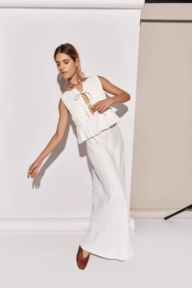 Skirts Women VRG GRL Ena Linen Bias Cut Maxi Skirt White Skirts Women VRG GRL Ena Linen Bias Cut Maxi Skirt White