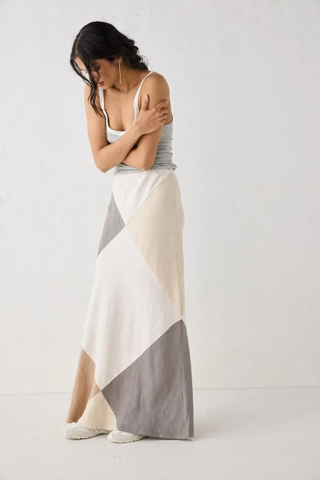 Skirts Women VRG GRL Valencia Bias Cut Linen Maxi Skirt Charcoal Skirts Women VRG GRL Valencia Bias Cut Linen Maxi Skirt Charcoal
