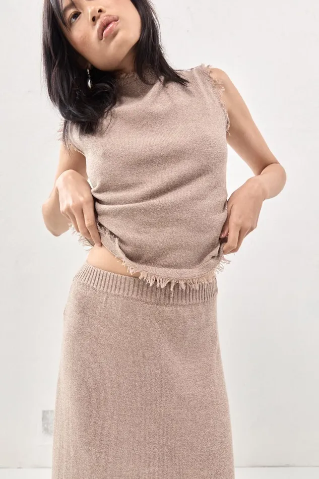 Sleeveless Women VRG GRL Rowe Knit Top Mocha Sleeveless Women VRG GRL Rowe Knit Top Mocha