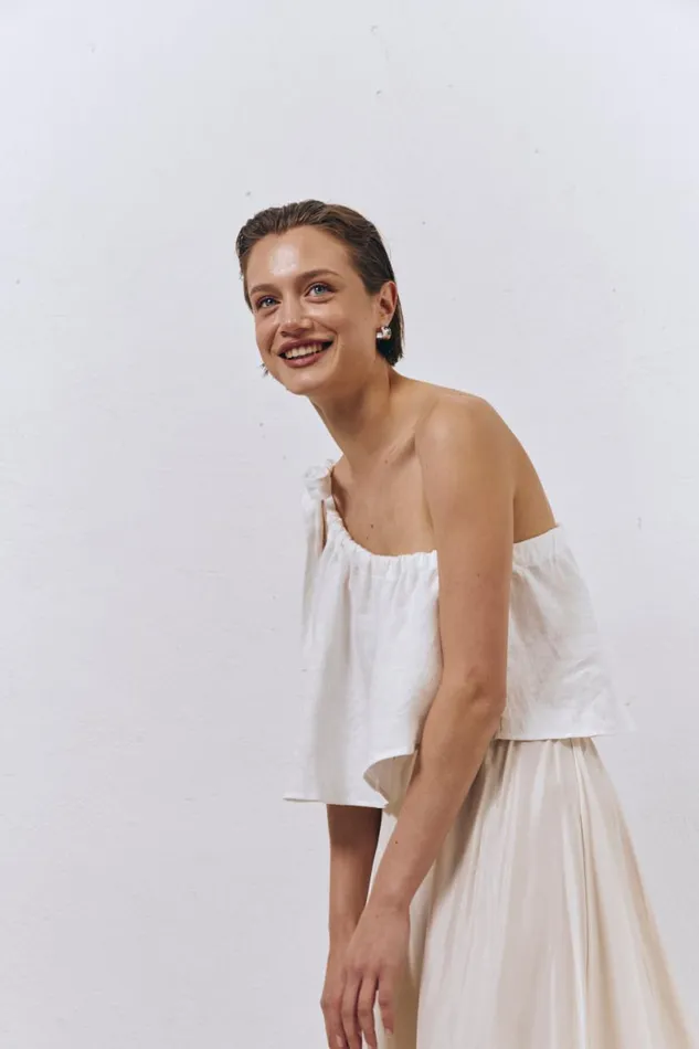 Sleeveless Women VRG GRL Slow Living Linen Top White Sleeveless Women VRG GRL Slow Living Linen Top White
