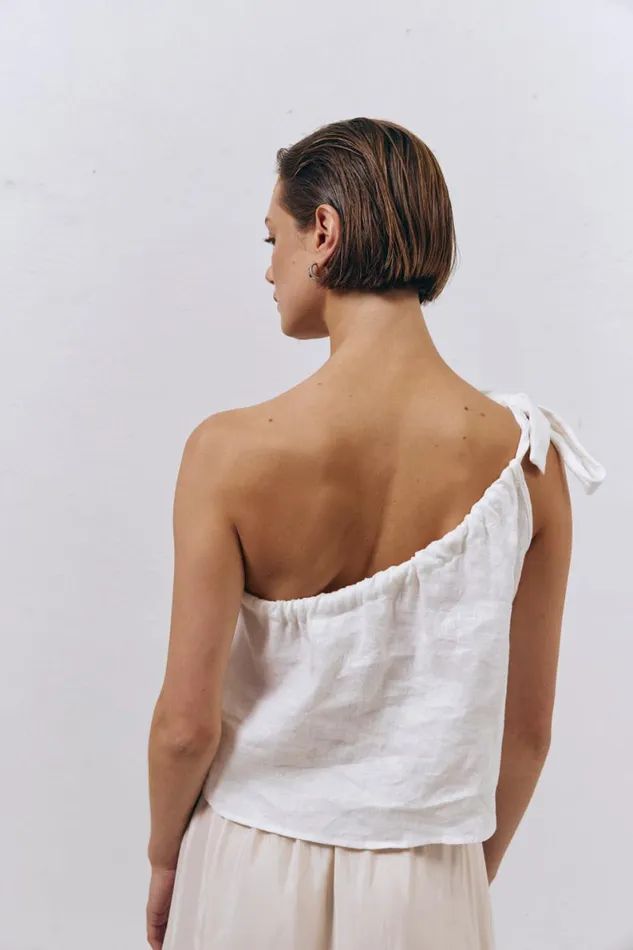 Sleeveless Women VRG GRL Slow Living Linen Top White Sleeveless Women VRG GRL Slow Living Linen Top White