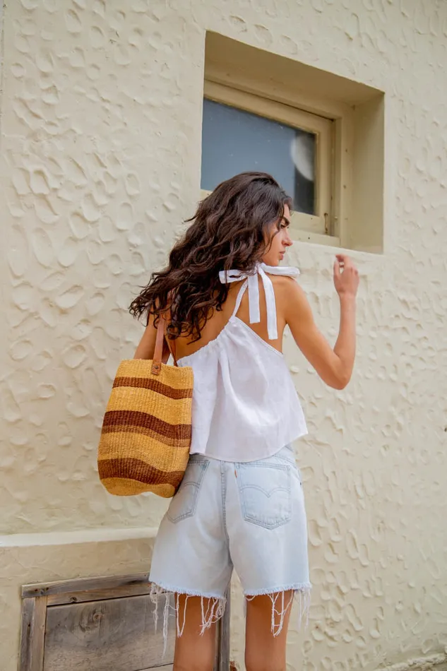 Sleeveless Women VRG GRL Slow Living Linen Top White Sleeveless Women VRG GRL Slow Living Linen Top White