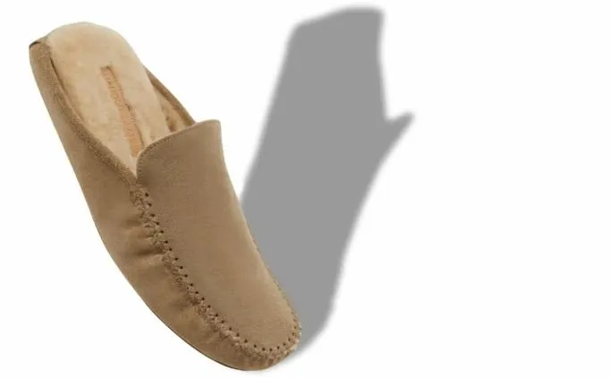 Slippers Men Manolo Blahnik CRAWFORDDark Beige Suede Slippers